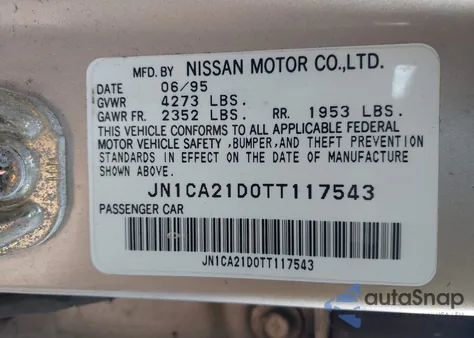 1996 Nissan Maxima Gle/Gxe/Se from USA, damaged, VIN JN1CA21D0TT117543
